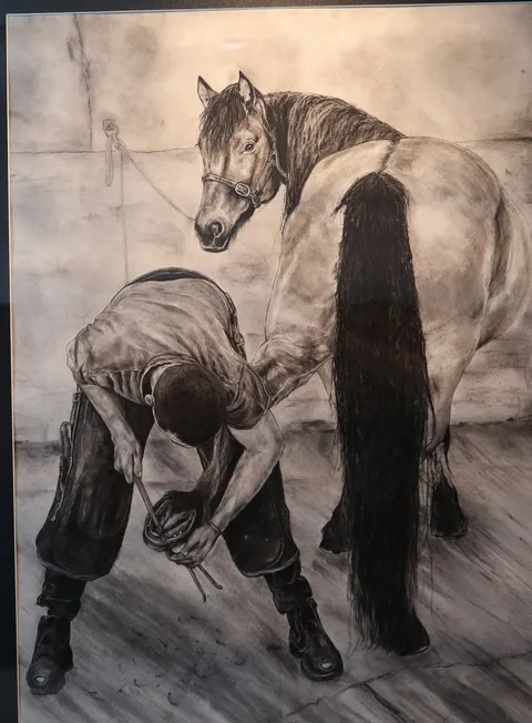 The Farrier II — Charcoal drawing by Kevin Swainson